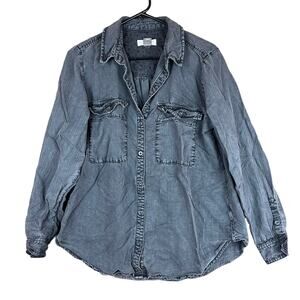 Anthropologie Pilcro & The Letterpress Womens Shirt Black Button Up Collard M